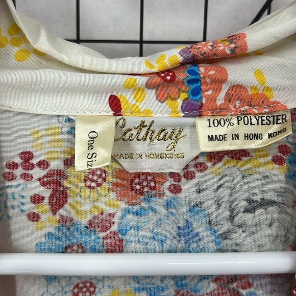 Cathay vintage made in Hong Kong floral Asian print open front kimono robe - Picture 5 of 10